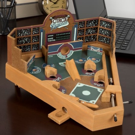 Toy Time Baseball Pinball Tabletop Skill Game, Miniature Wooden Retro Sports Arcade Toy for Adult / Children 269175KGC